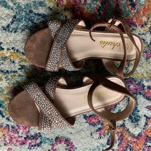 Brown Sandals with Rhinestone Accents
